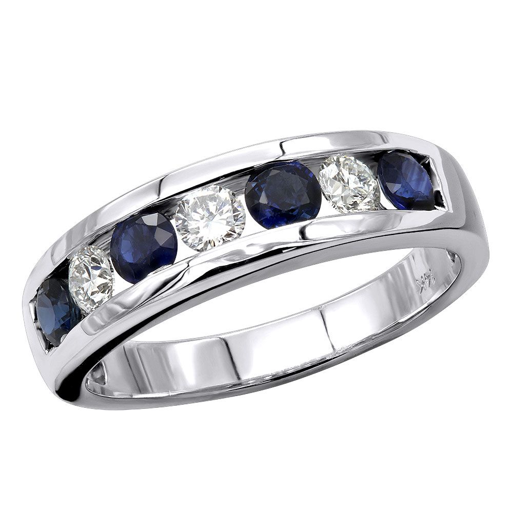 Unique Anniversary Rings 14k Gold Diamonds & Sapphires Wedding Band For Men With Regard To Best And Newest Diamond Channel Anniversary Bands In Rose Gold (View 21 of 25)