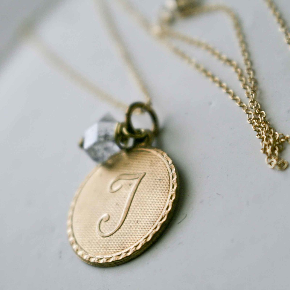 Uppercase Cursive Initial Monogram Letter Round Disc Charm Necklace Inside Latest Letter O Alphabet Locket Element Necklaces (View 5 of 26)