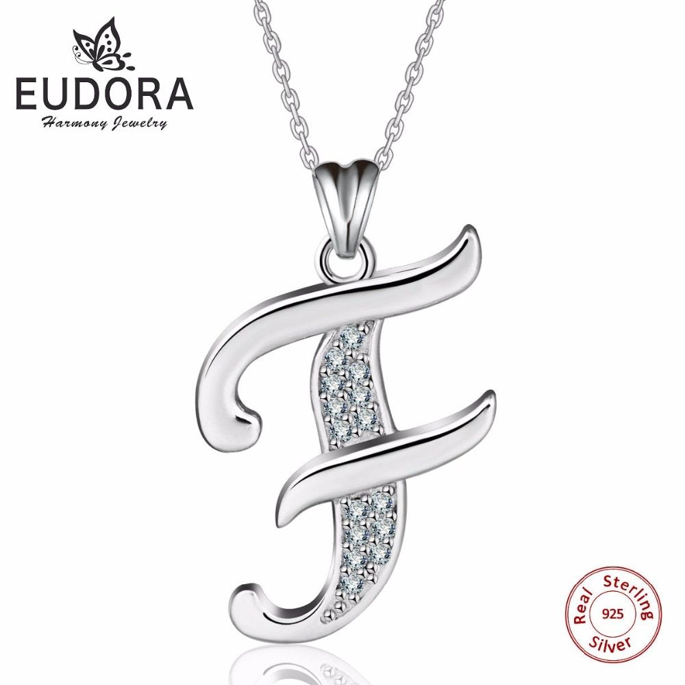 Us $15.0 5% Off|eudora 100% Pure 925 Sterling Silver Top Quality Aaa Cz  Letter F Pendant Necklaces For Women Fashion Jewelry Gift Cyd077f In  Pendant Regarding Most Recently Released Letter F Alphabet Locket Element Necklaces (Photo 25 of 25)