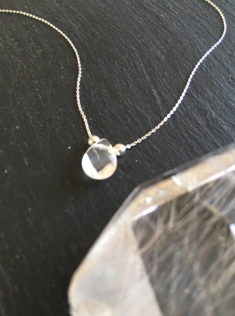 Very Fine Necklace Rock Crystal, The April Stone, 925 Silver For Latest Rock Crystal April Droplet Pendant Necklaces (View 4 of 25)