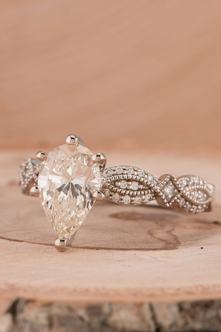 Vintage Milgrain Diamond Engagement Ring In 2019 | Vintage Inspired Throughout Newest Classic Teardrop Halo Rings (View 2 of 25)