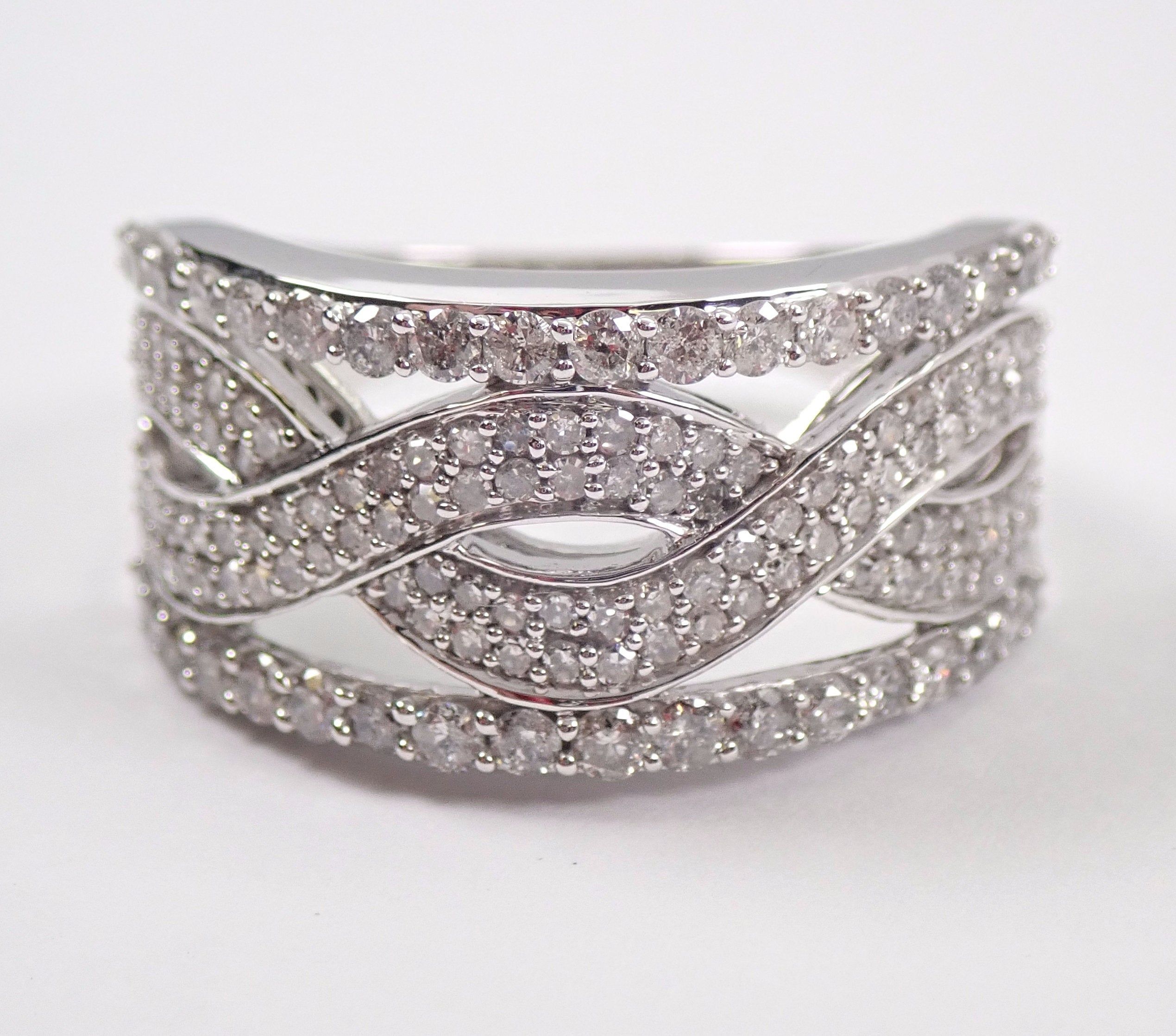 White Gold Diamond Anniversary Ring Multi Row Stackable In Newest Diamond Seven Row Anniversary Rings In White Gold (View 17 of 25)