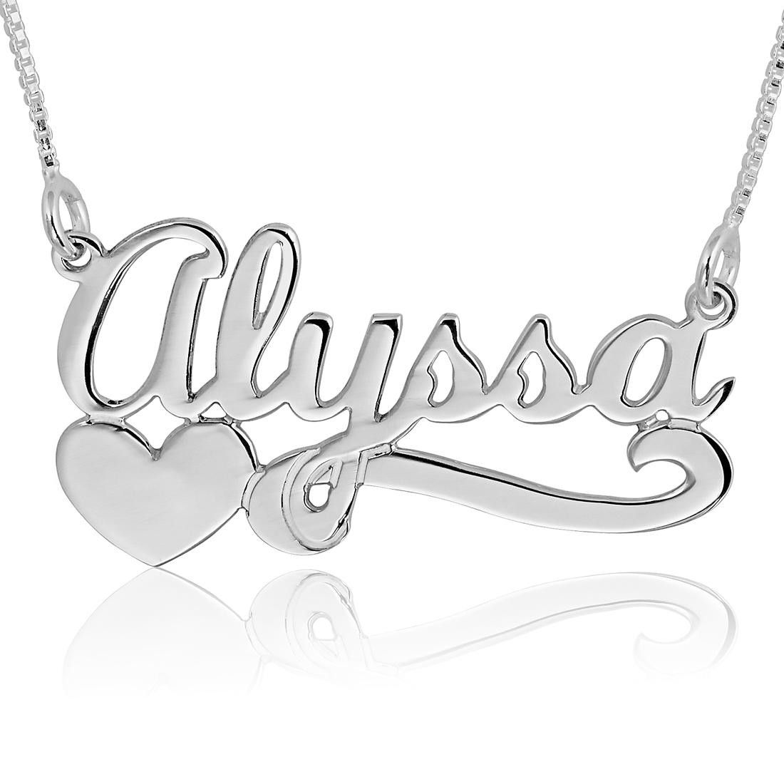 White Gold Name Necklace, Alyssa Script Love Line With Regard To Recent Loved Script Necklaces (View 12 of 25)