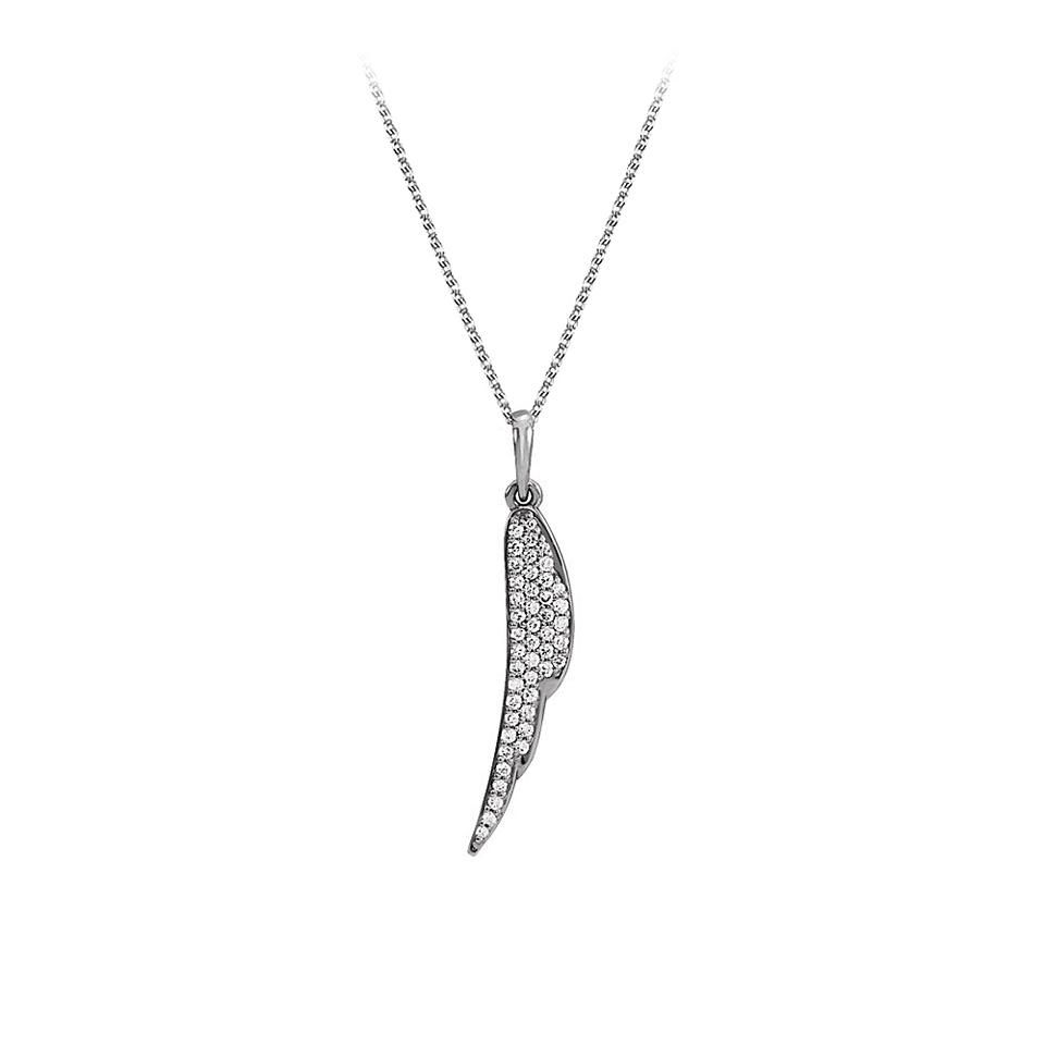 White Silver Cubic Zirconia Feather Pendant In 925 Sterling Necklace 68%  Off Retail Throughout Most Up To Date Single Feather Pendant Necklaces (Photo 25 of 25)