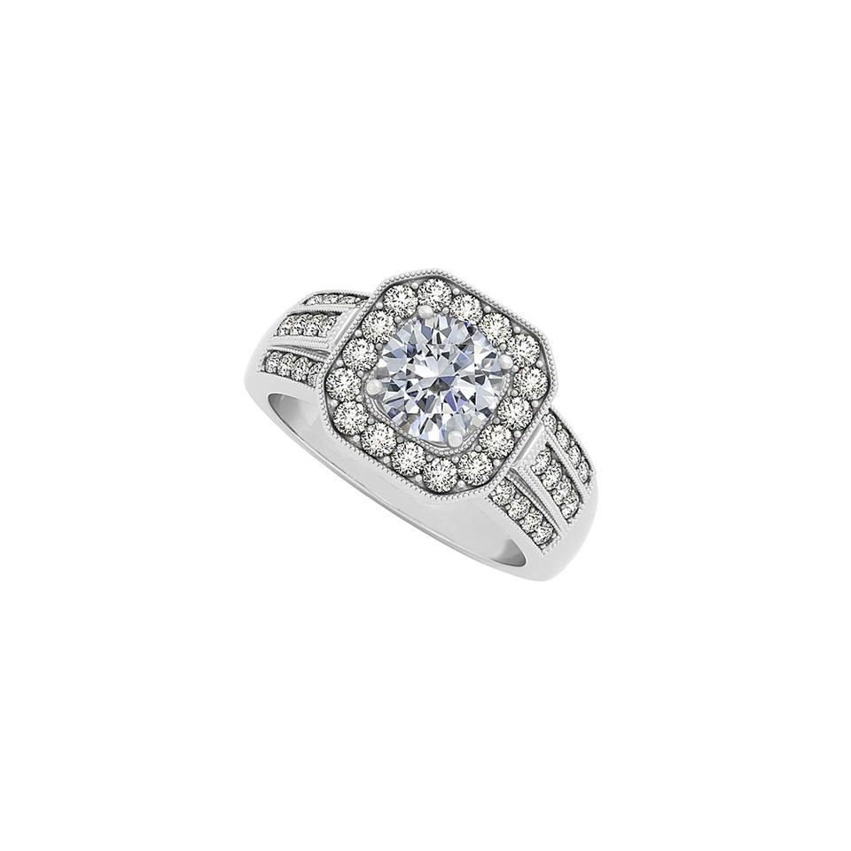 White Three Rows April Birthstone Cubic Zirconia Square Halo Fashion Ring  71% Off Retail Throughout Current Sparkling Square Halo Rings (View 25 of 25)