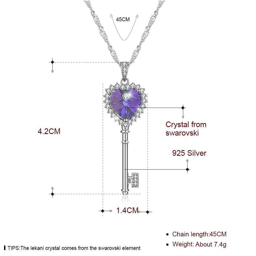 Wholesale Lekani Crystals From Swarovski Element Heart Beads Key Pendant  Necklace 925 Silver Fine Jewelry For Women Bar Pendant Necklace Tanzanite With Regard To Most Up To Date Beaded Heart Key Locket Element Necklaces (View 3 of 25)
