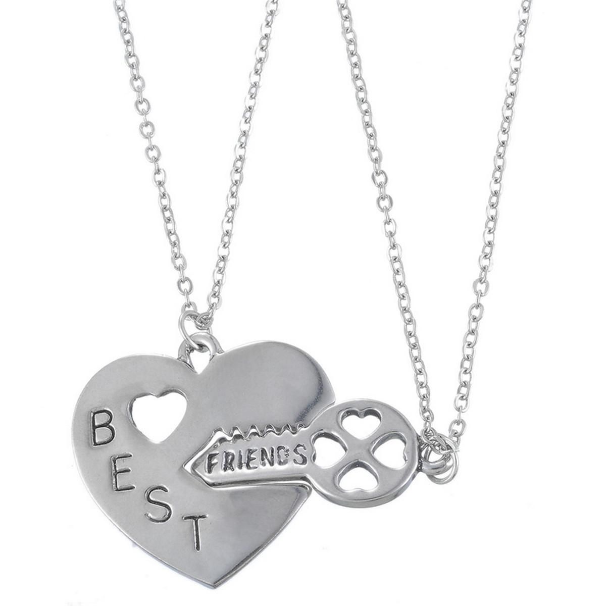 Wholesale Lily Set Of Best Friends Heart Lock Key Pendant Necklaces Within Most Recent Best Friends Heart & Key Necklaces Pendant Necklaces (View 22 of 25)