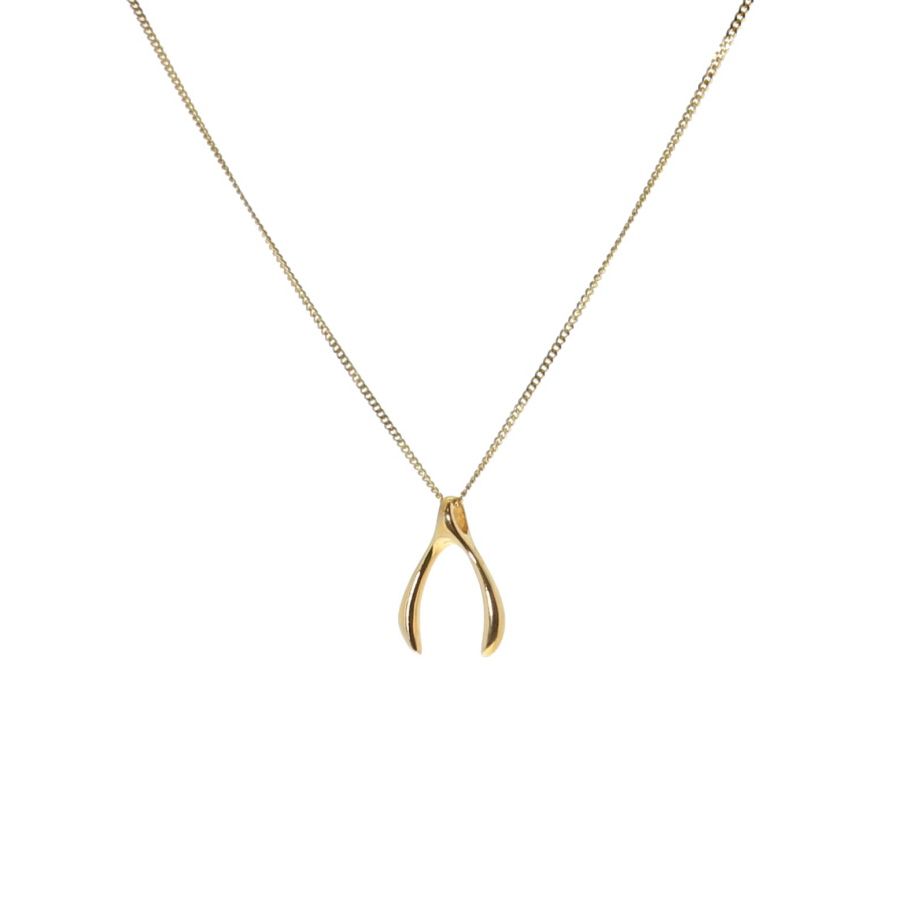 Wishbone On A Gold Plated Gourmet Necklace For Most Recent Polished Wishbone Necklaces (View 17 of 25)