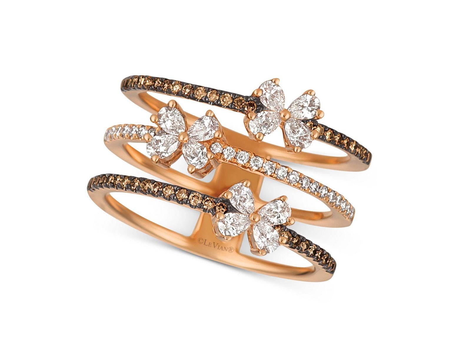 Women's Metallic Chocolatier® Diamond Butterfly Openwork Ring (7/8 Ct.  T.w (View 24 of 25)