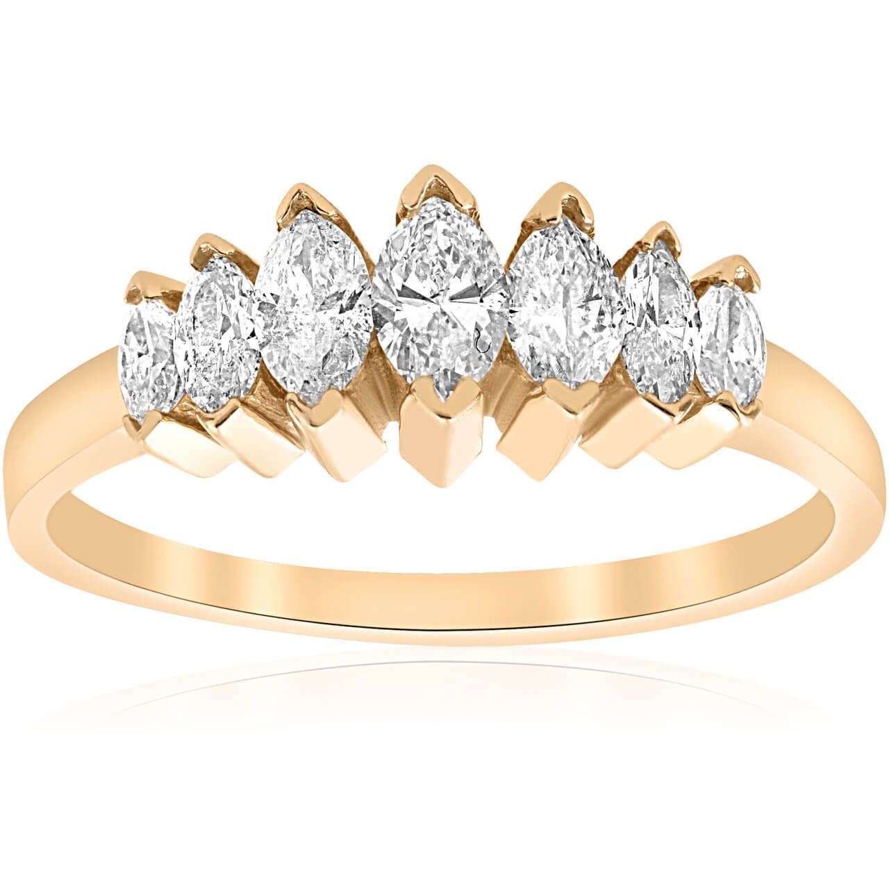 Yellow Gold Marquise Diamond Wedding Anniversary Ring Band Throughout Best And Newest Diamond Eternity Anniversary Bands In White Gold (View 24 of 25)