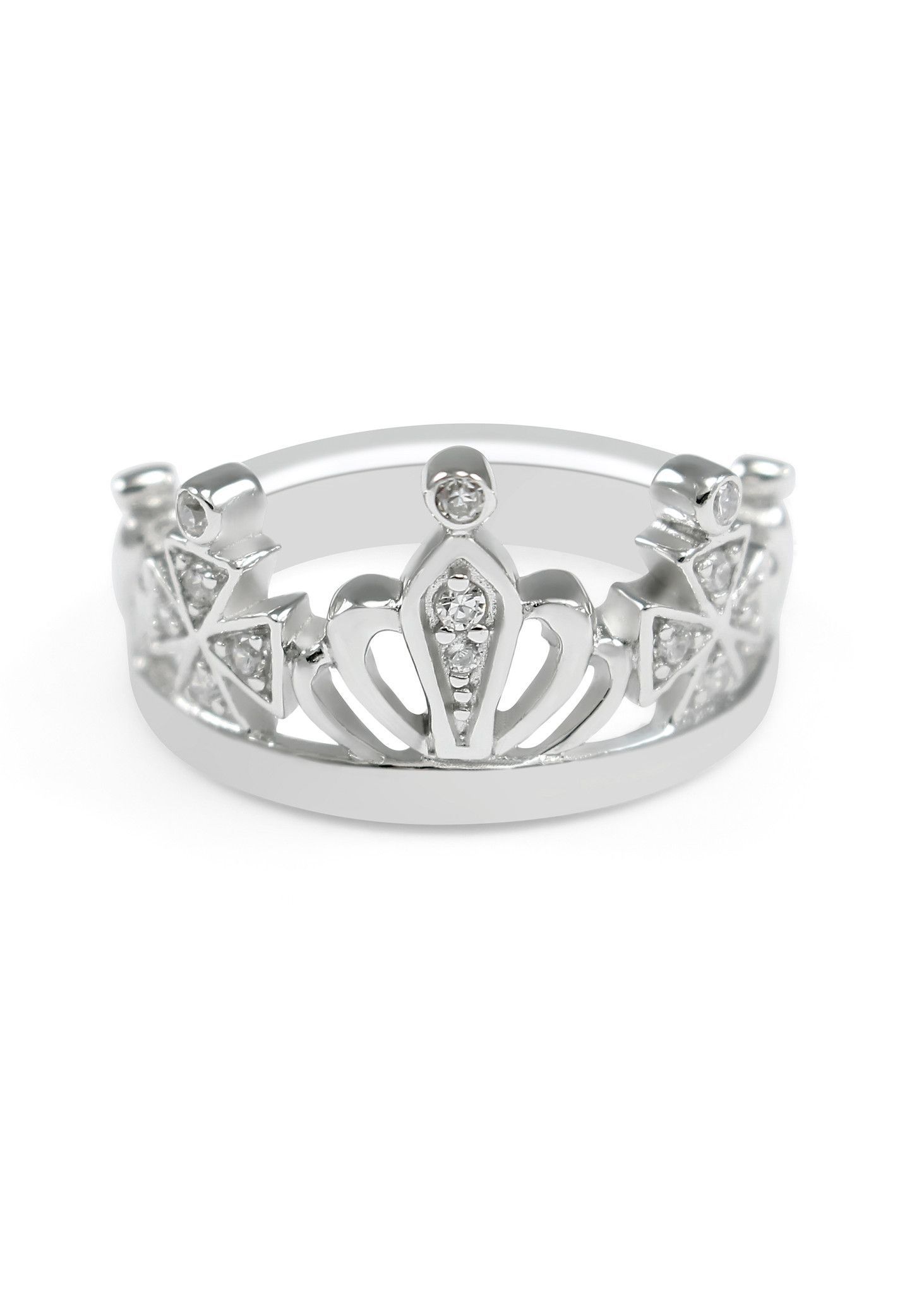 Zeta Tau Alpha Sterling Silver Crown Ring With Czs | Purchase In Latest Black Sparkling Crown Rings (View 11 of 25)