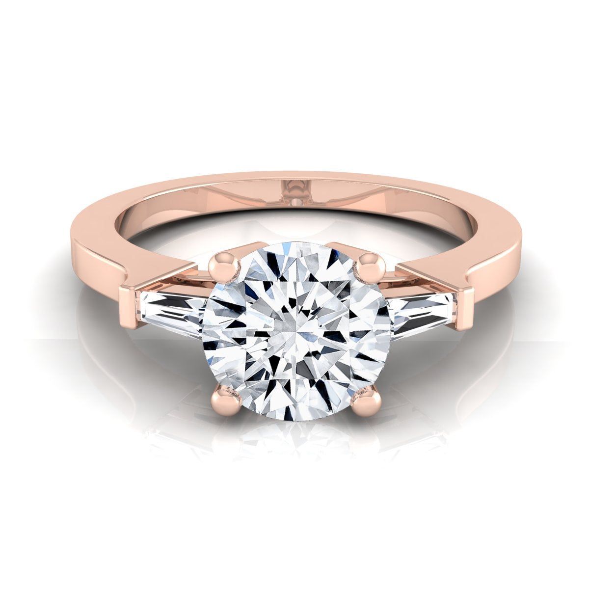 14k Rose Gold 3/4ct Tdw White Diamond Engagement Ring With Heart Shaped Engagement Rings With Tapered Baguette Side Stones (Photo 25 of 25)