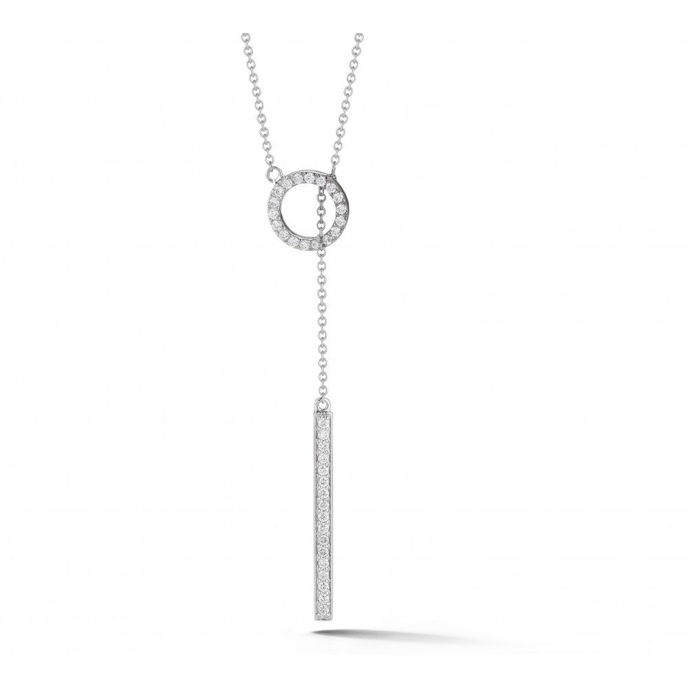 14k White Gold Diamond Circle And Bar Lariat Necklace 24 Inside 2020 Lariat Diamond Necklaces (View 10 of 25)