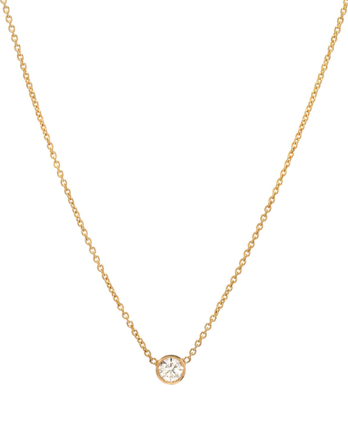 14k Yellow Gold Small Bezel Diamond Necklace Throughout Latest Diamond Necklaces In Yellow Gold (View 8 of 25)