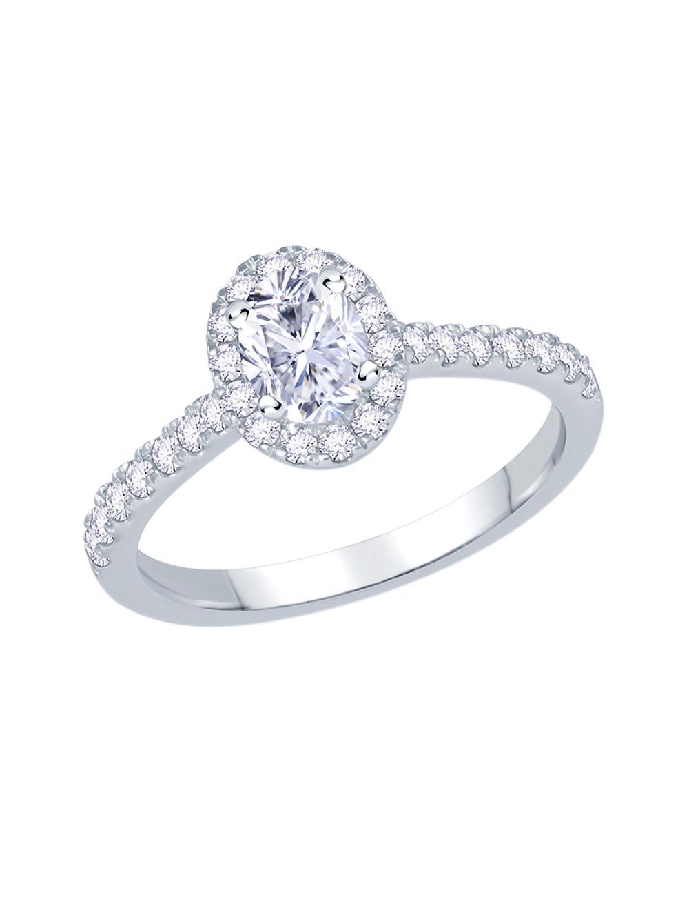 18ct White Gold Oval Shaped Engagement Ring Regarding Oval Shaped Engagement Rings (Photo 25 of 25)