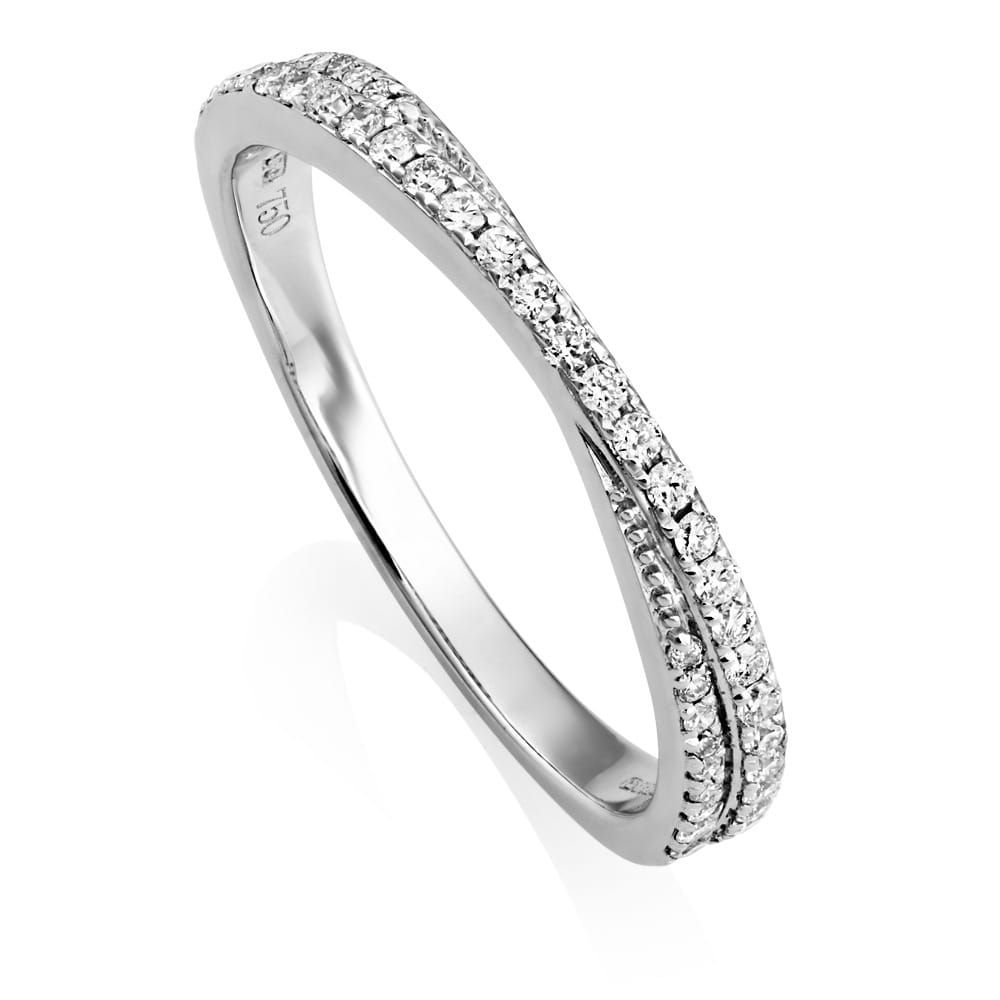 18ct White Gold Twist Ribbon Diamond Eternity Ring For Current Ribbon Diamond Wedding Bands (View 7 of 25)
