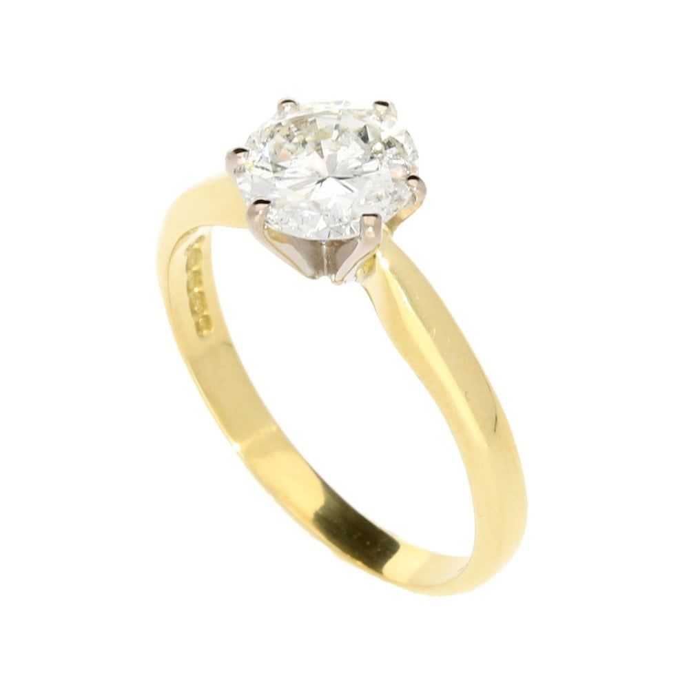 18ct Yellow Gold Round Brilliant Cut Diamond Ring –  (View 21 of 25)