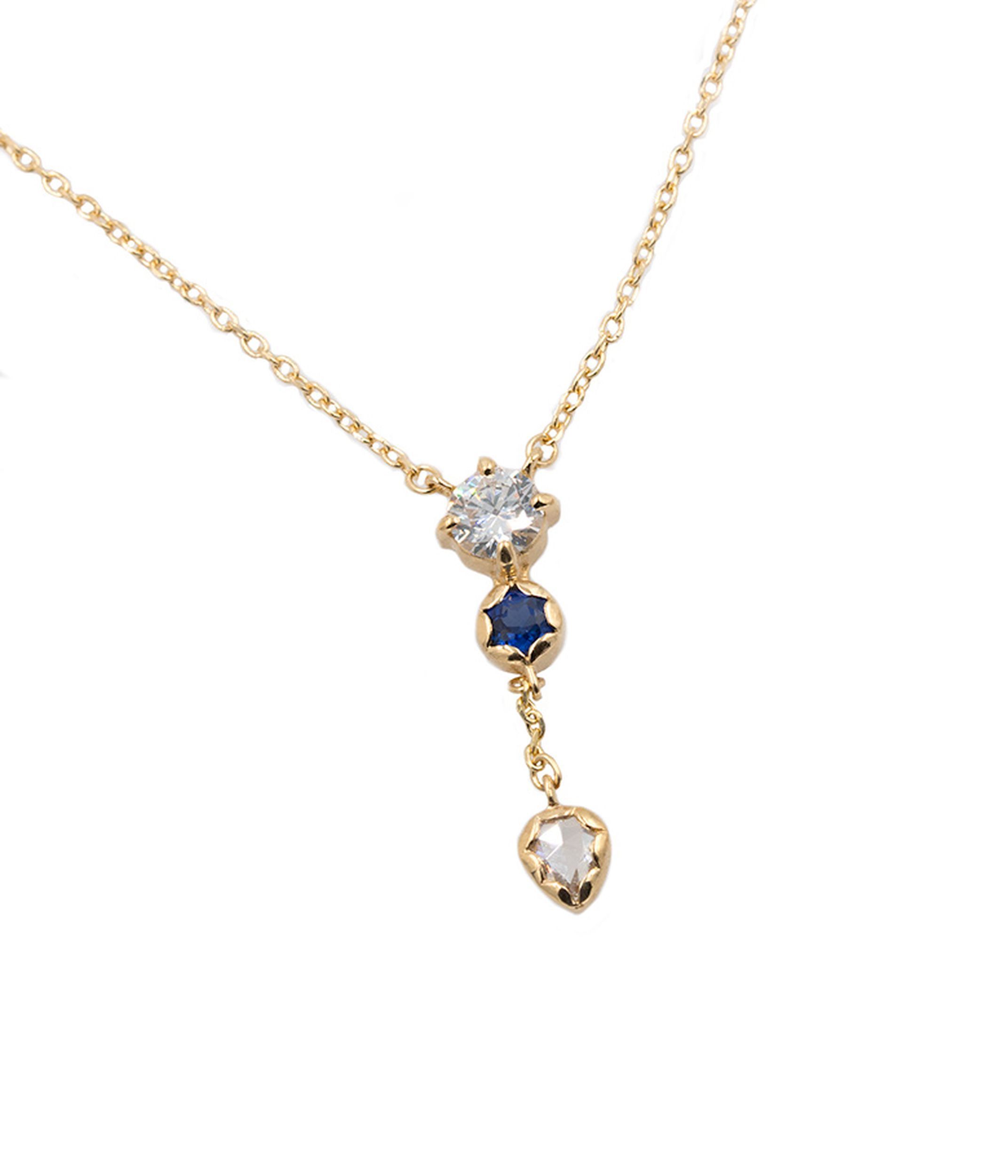 18k Diamond And Blue Sapphire Lariat Necklace | Clothing In Inside 2020 Lariat Pink Sapphire And Diamond Necklaces (View 17 of 25)
