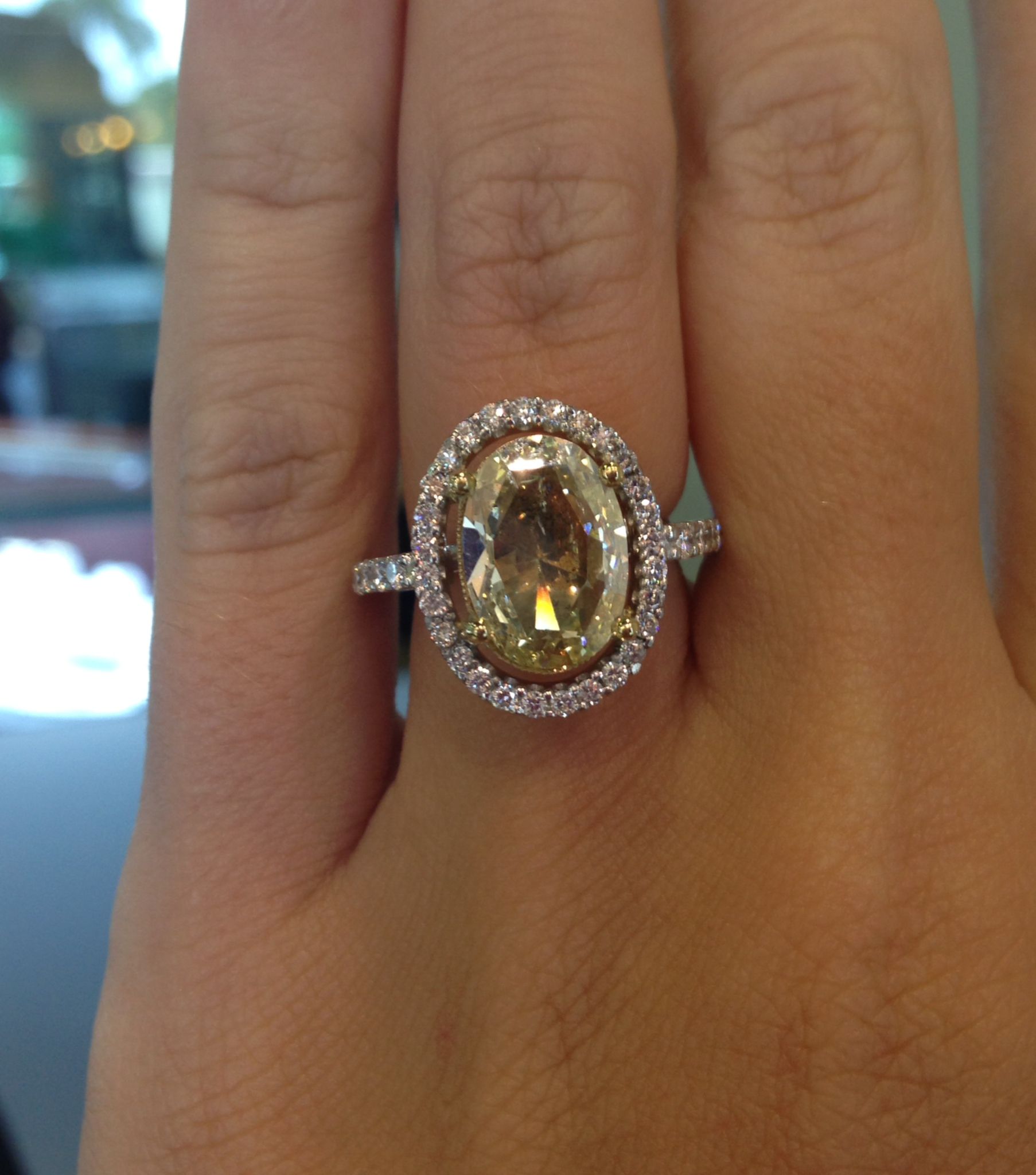 18k Gold Fancy Yellow Oval Rose Cut Halo Diamond Engagement Ring Within Oval Shaped Yellow Diamond Rings (View 8 of 25)