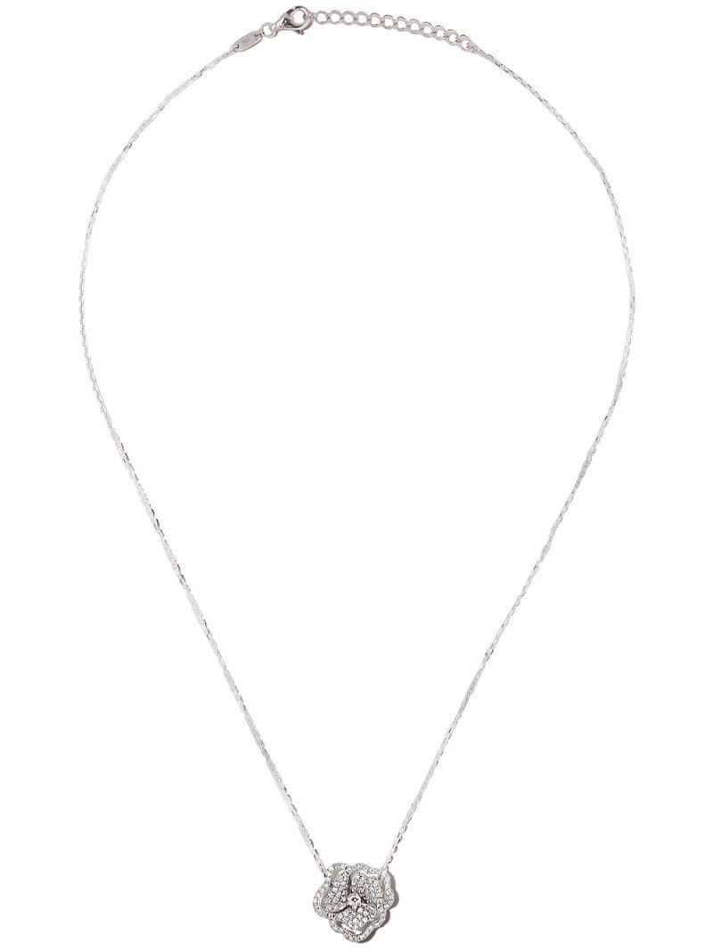 18kt White Gold Roselia Flower Line Medium Diamond Necklace For 2019 Medium Diamond Necklaces (View 17 of 25)