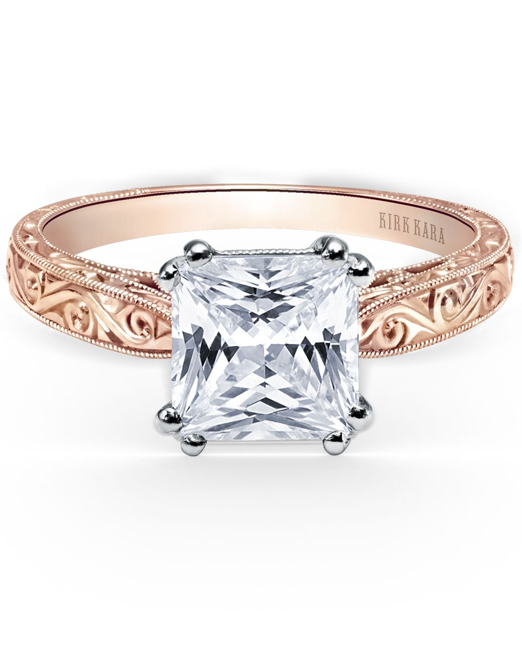 26 Rose Gold Engagement Rings We Love | Martha Stewart Weddings Pertaining To Most Current Princess Cut Single Diamond Wedding Bands In Rose Gold (View 19 of 25)