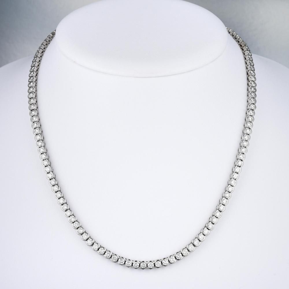 A Diamond Straight Line Necklace In Most Popular Round Brilliant Diamond Straightline Necklaces (View 7 of 25)