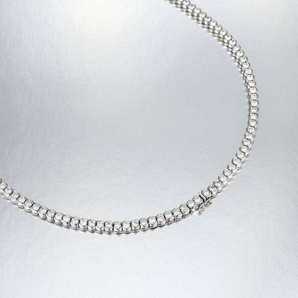 A Diamond Straight Line Necklace Inside Newest Round Brilliant Diamond Straightline Necklaces (View 5 of 25)