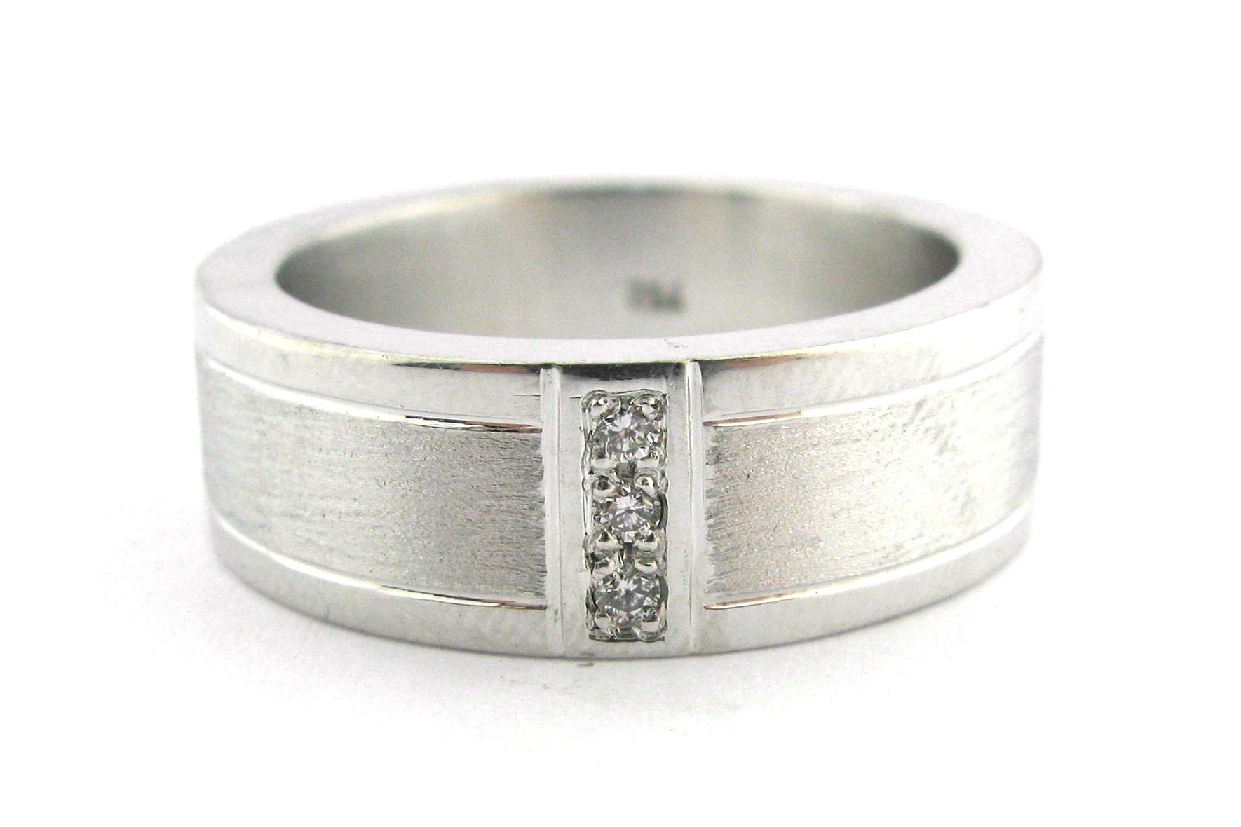 Brushed And Polished Men's Wedding Band With A Vertical Row With Latest Vertical Diamond Row Wedding Bands (View 6 of 25)