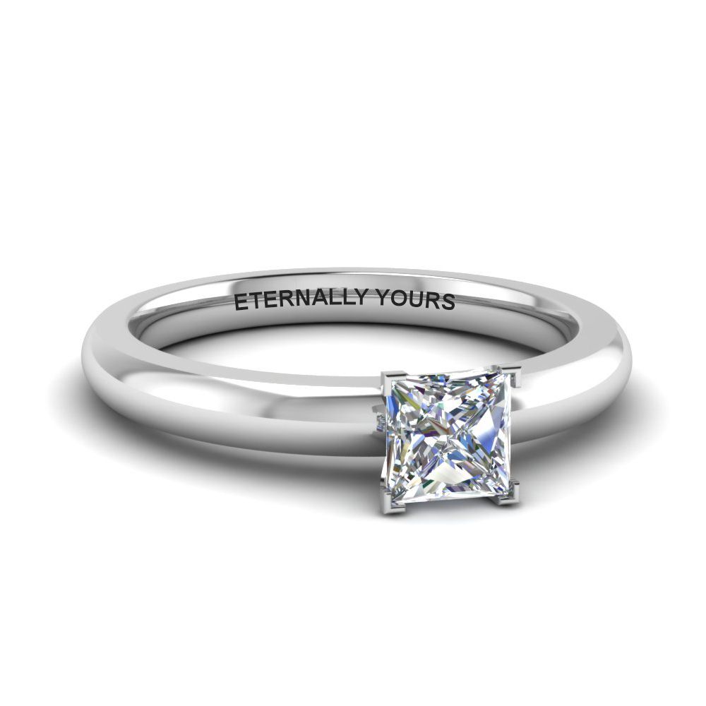 Classic Solitaire Ring Regarding Most Recent Princess Cut Single Diamond Wedding Bands In Yellow Gold (View 4 of 25)