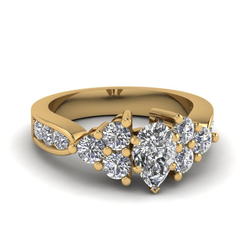 Cluster Accent Diamond Ring For Pear Shaped Cluster Diamond Engagement Rings (View 23 of 25)