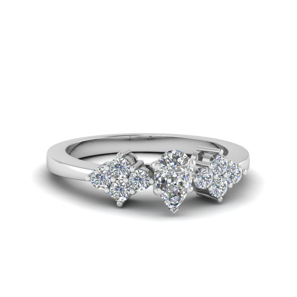 Cluster Diamond Ring For Women Intended For Pear Shaped Cluster Diamond Engagement Rings (View 11 of 25)
