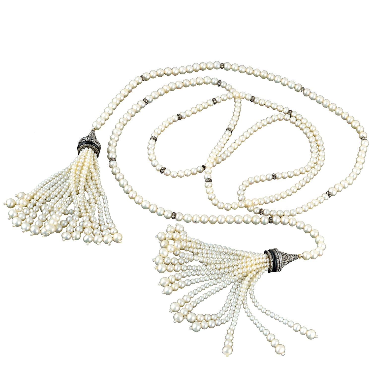 Details About Pave Diamond Sapphire Onyx Pearl Beads 18k Gold Rope/lariat  Necklace 925 Silver With 2019 Lariat Sapphire And Diamond Necklaces (View 15 of 25)
