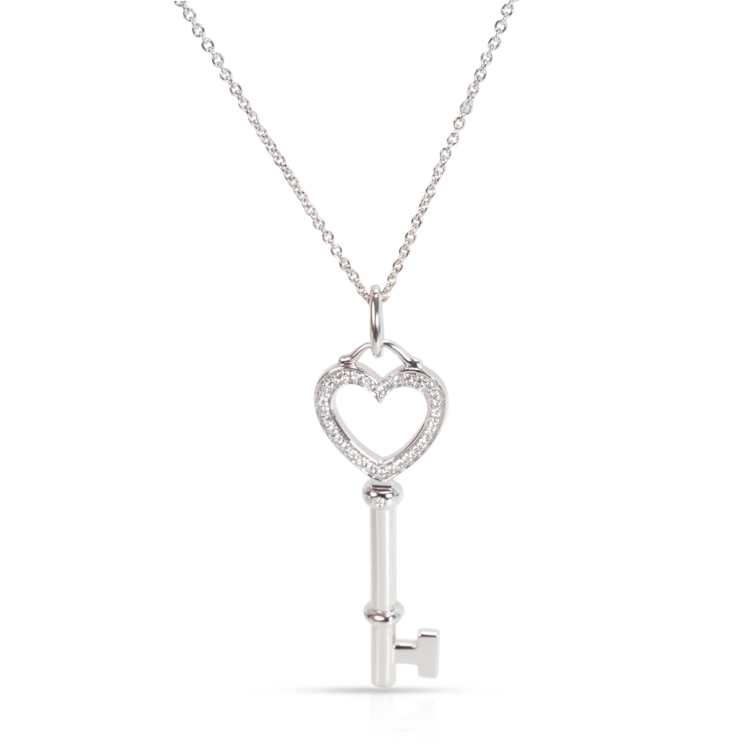 Details About Tiffany & Co. Medium Key Diamond Necklace In 18k White Gold   (View 10 of 25)