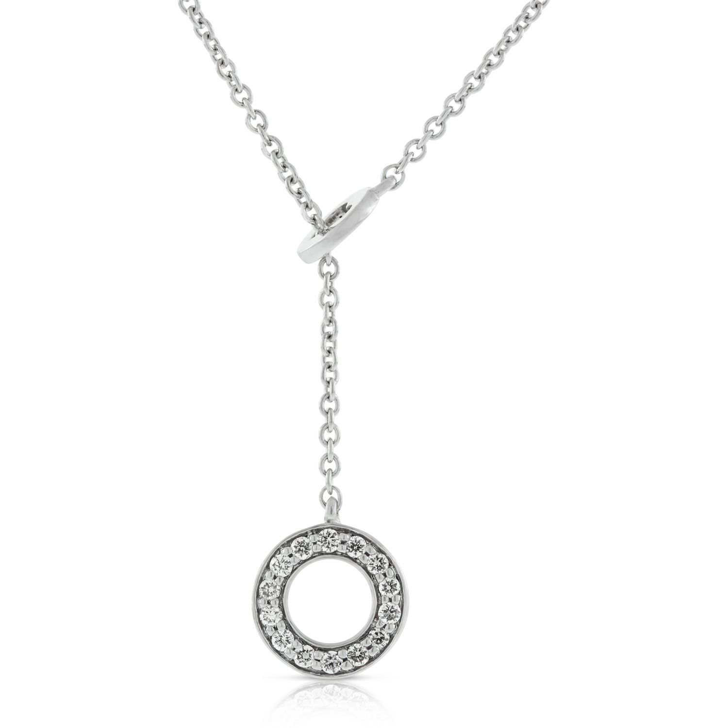 Diamond Circle Lariat Necklace 14k Throughout Most Up To Date Round Brilliant Diamond Lariat Necklaces (Photo 25 of 25)