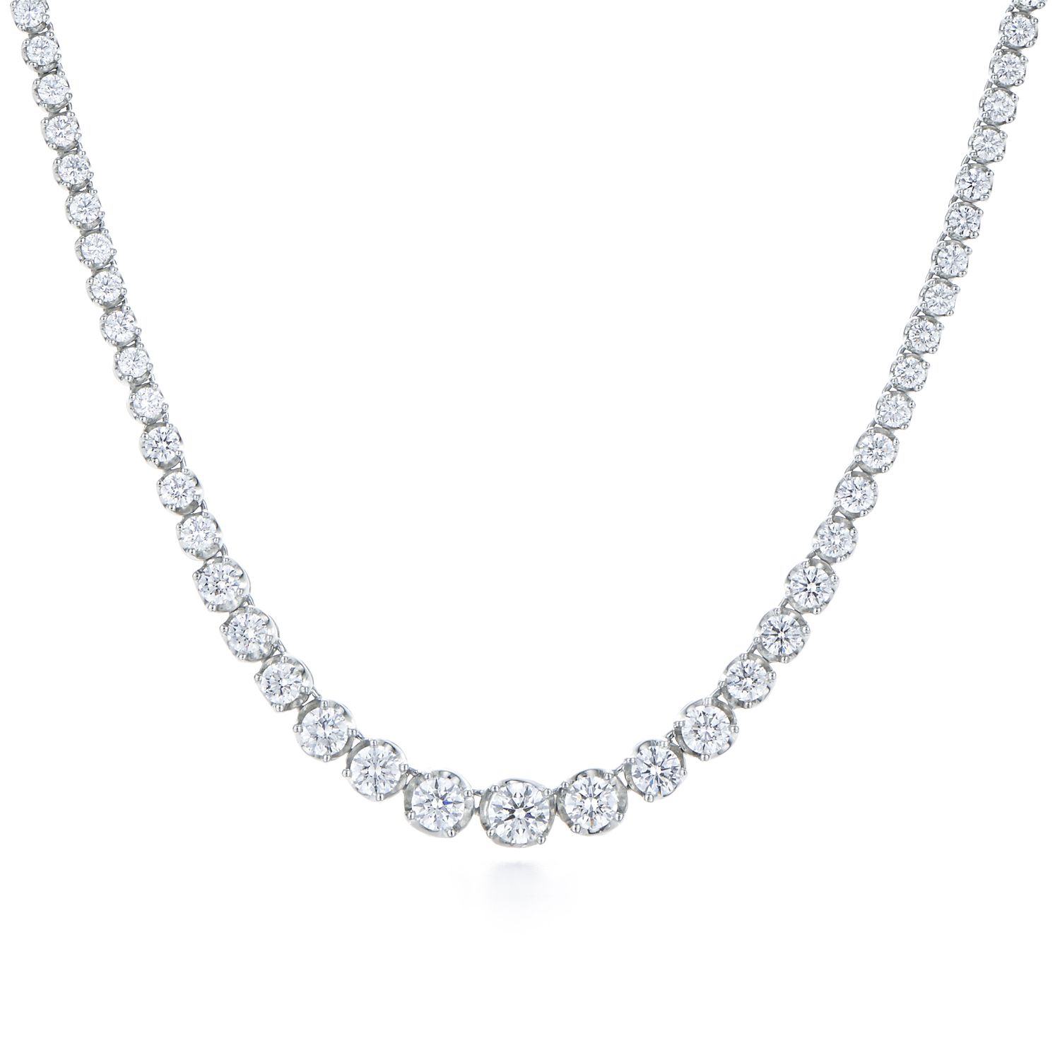 Diamond Line Necklace In 18k White Gold (View 9 of 25)