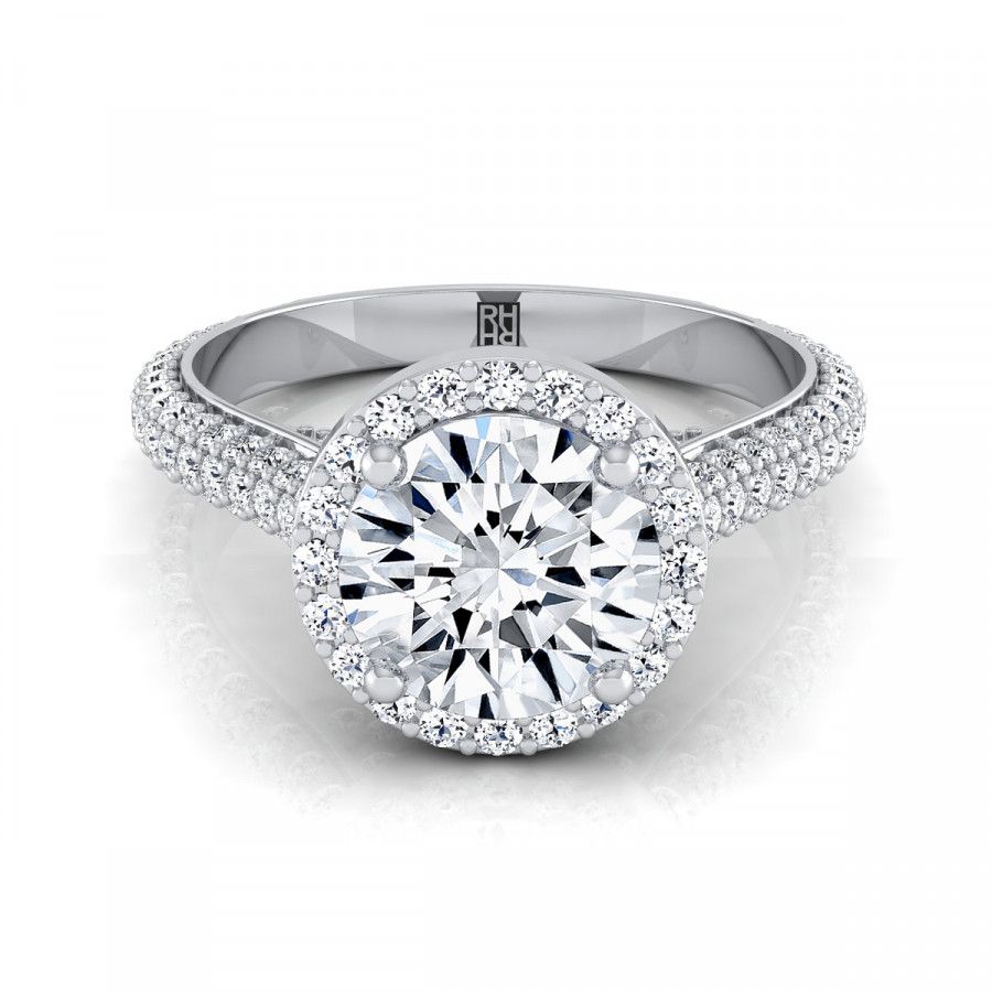 Diamond Pave Engagement Ring With Triple Row Shank In Platinum (4/5 Ct.tw (View 21 of 25)