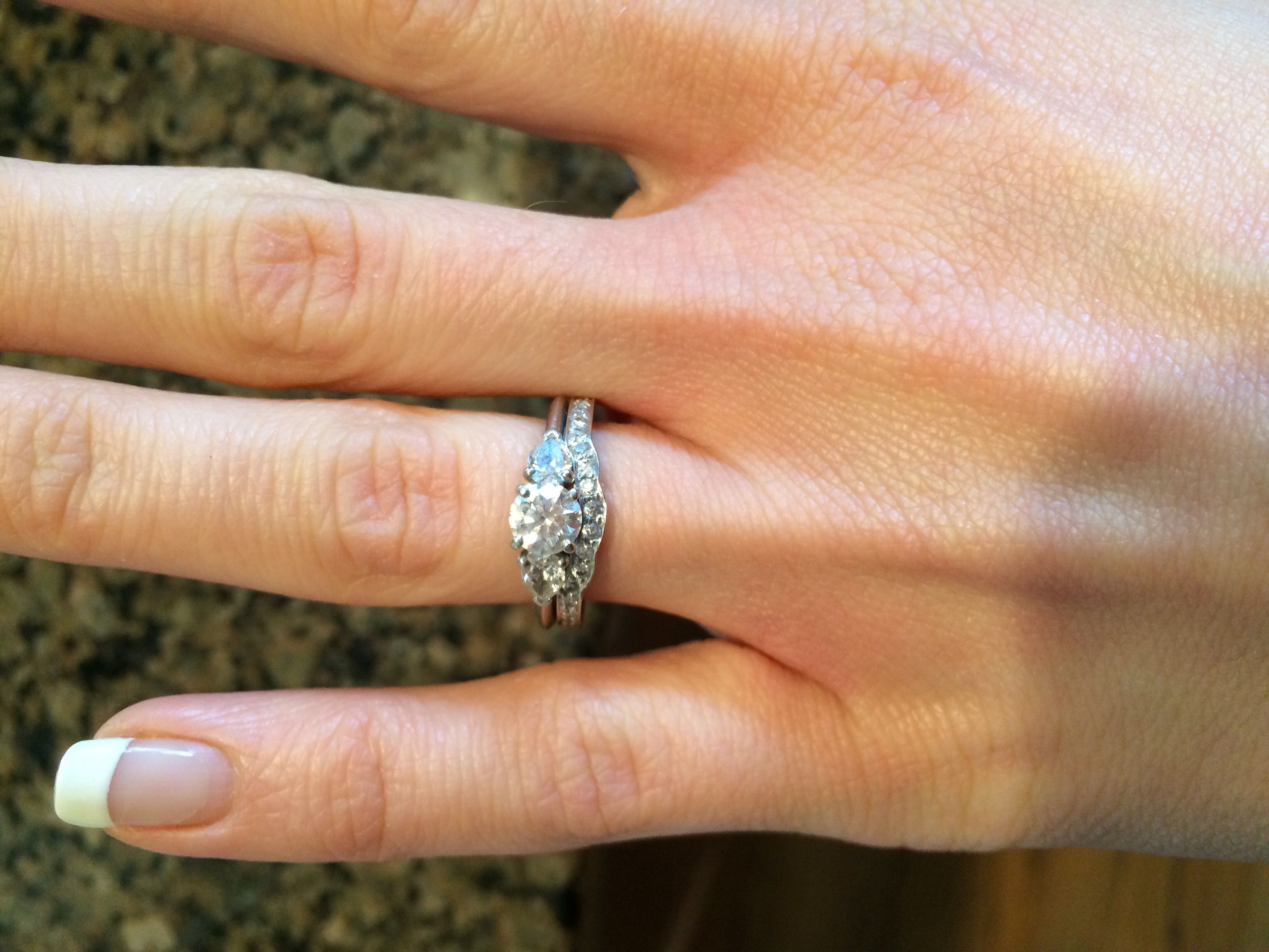 Does Anyone Have The Tiffany's Round Brilliant With Pear With Regard To Round Brilliant Engagement Rings With Pear Shaped Side Stones (View 4 of 25)