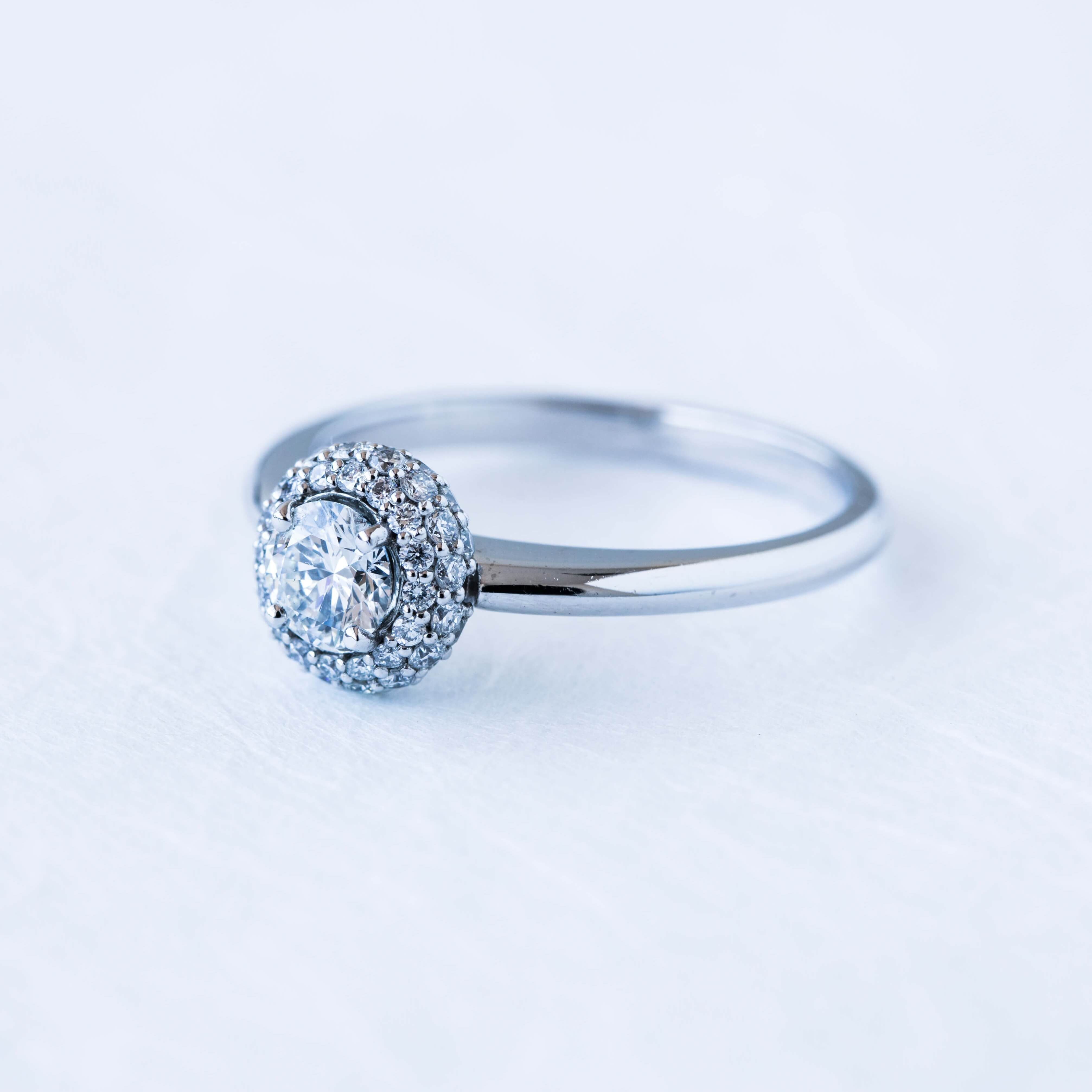 Double Micro Pavé Diamond Halo With Round Brilliant Cut With Regard To Round Brilliant Diamond Micropavé Engagement Rings (View 23 of 25)