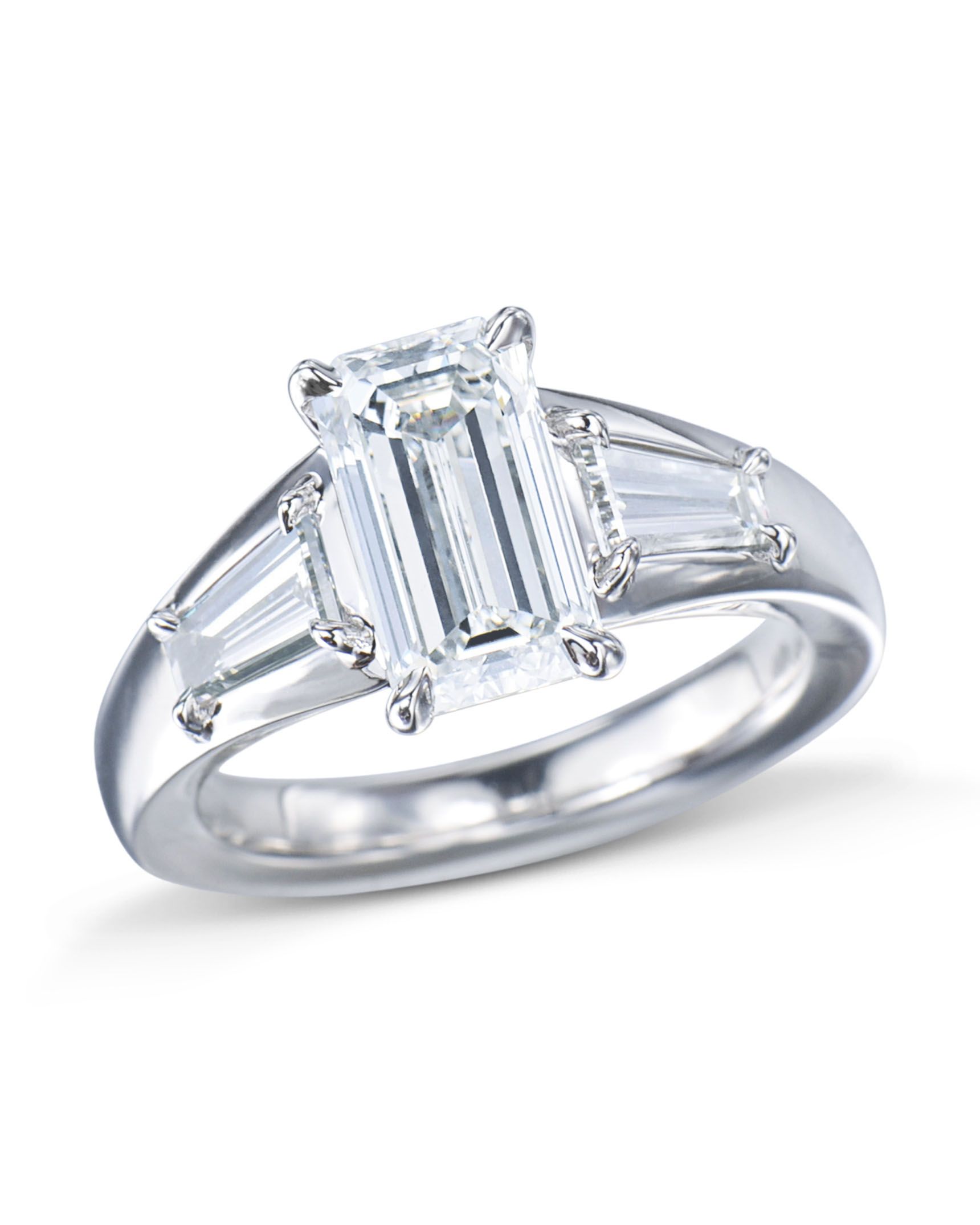 Emerald Cut Diamond Engagement Ring Inside Emerald Cut Engagement Rings With Tapered Baguette Side Stones (View 11 of 25)