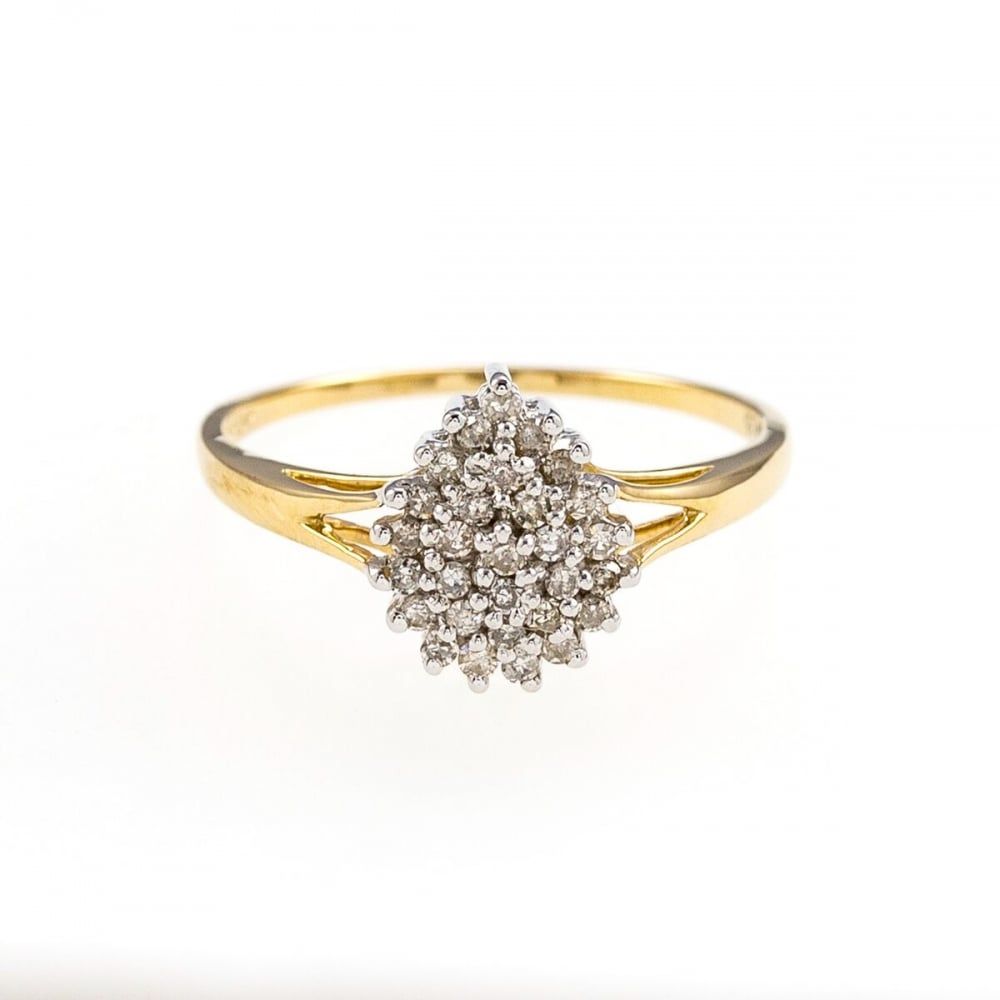 Eternity 9ct Gold Pear Shaped Diamond Cluster Ring Inside Pear Shaped Cluster Diamond Engagement Rings (View 6 of 25)