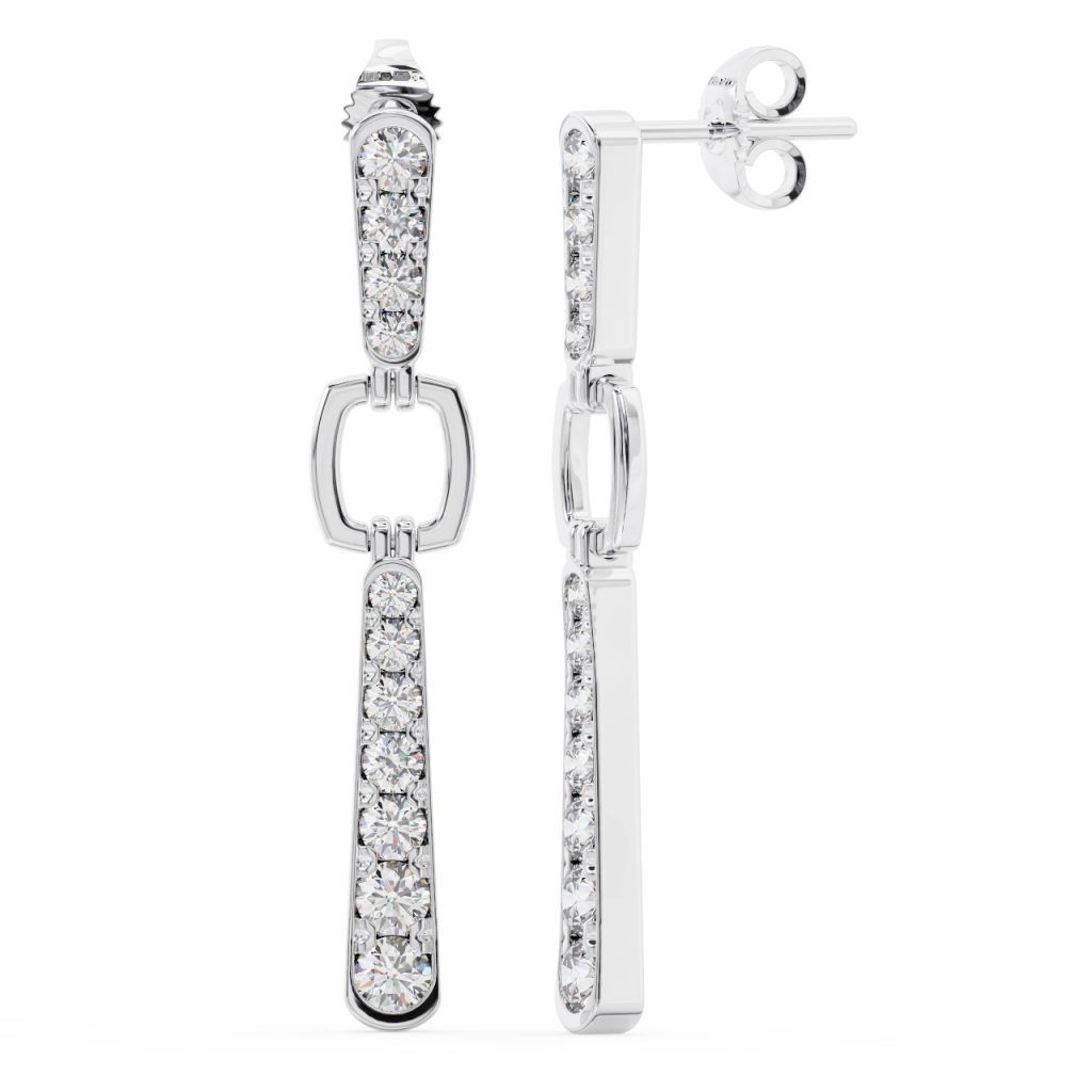 Fe0967 Diamonds Straight Line Earrings | Earth Star Diamonds Intended For Most Up To Date Round Brilliant Diamond Straightline Necklaces (View 11 of 25)