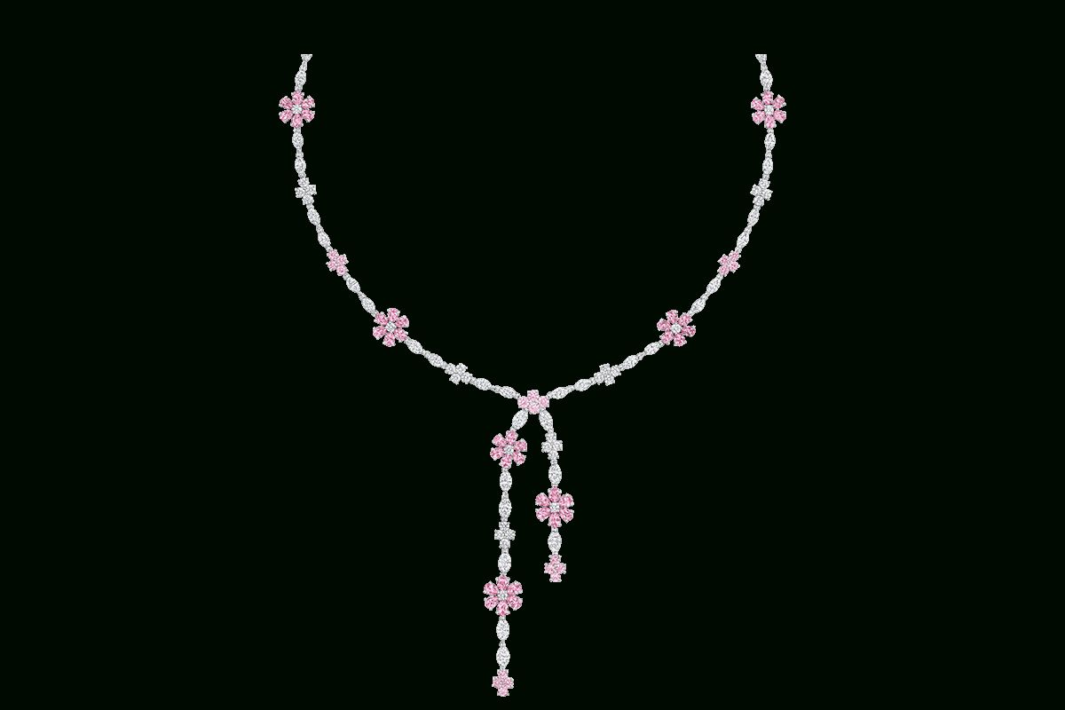 Forget Me Not Lariat Pink Sapphire And Diamond Necklace Regarding Newest Lariat Sapphire And Diamond Necklaces (View 5 of 25)