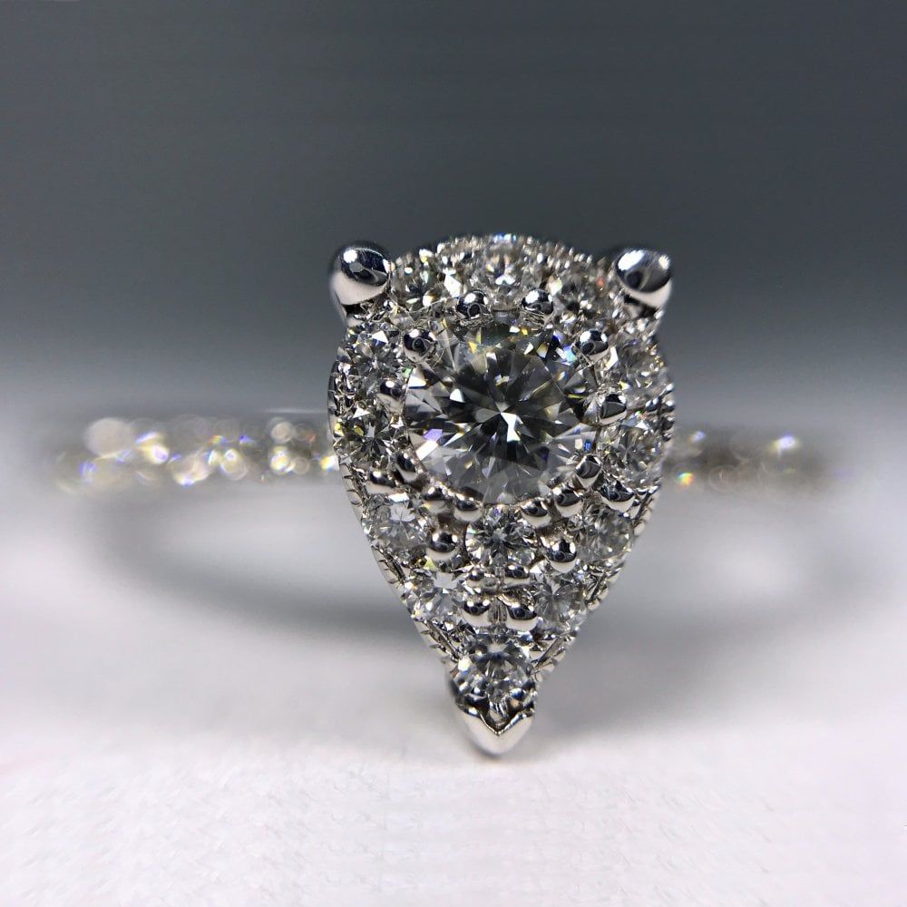 Gentile Collection 9ct White Gold Pear Shaped Cluster Diamond Ring (View 16 of 25)