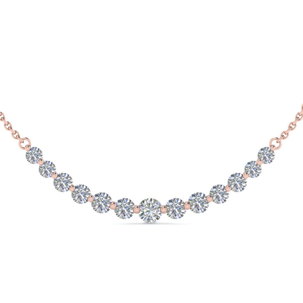 Graduated Straight Line Diamond Necklace Regarding Most Popular Round Brilliant Diamond Straightline Necklaces (View 2 of 25)