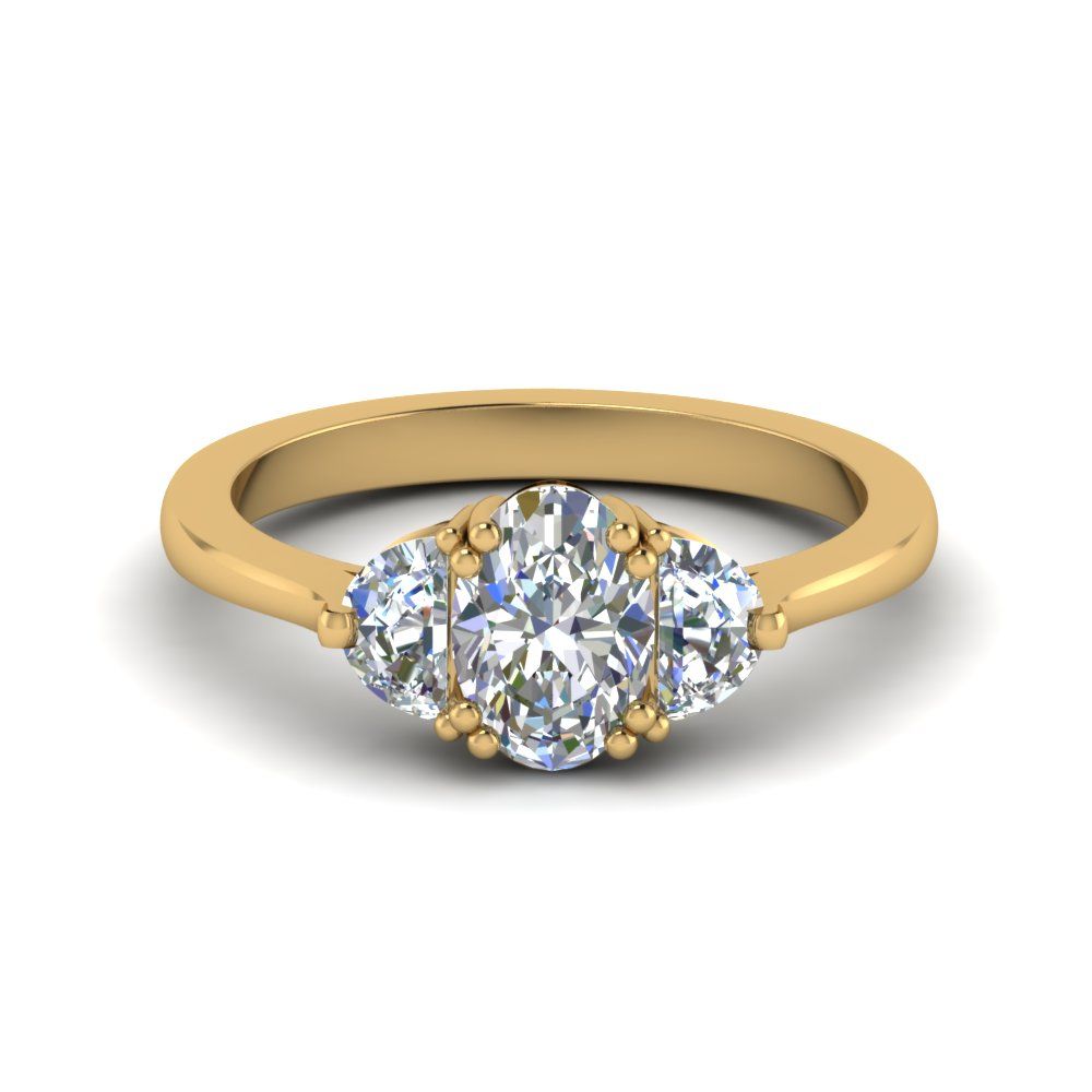 Half Moon 3 Oval Diamond Ring Throughout Oval Shaped Yellow Diamond Rings (View 11 of 25)