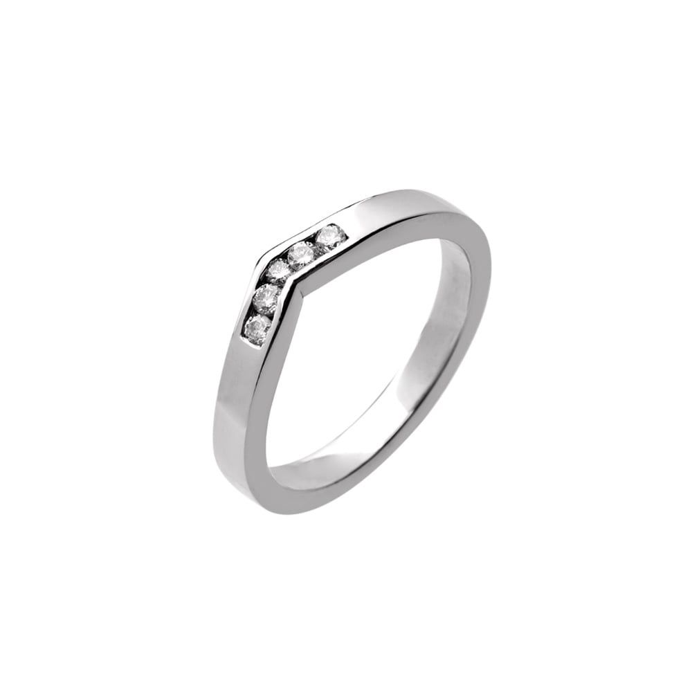 Lance James Wedding & Eternity 18ct White Gold Diamond Set V Shape Wedding  Ring With Most Recent V Shape Diamond Wedding Bands (View 8 of 25)