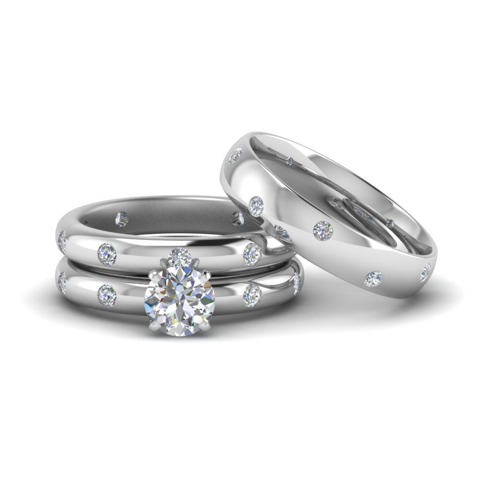 Matching Wedding Bands For Him And Her | Fascinating Diamonds Pertaining To Recent Round Brilliant Single Diamond Wedding Bands (View 22 of 25)