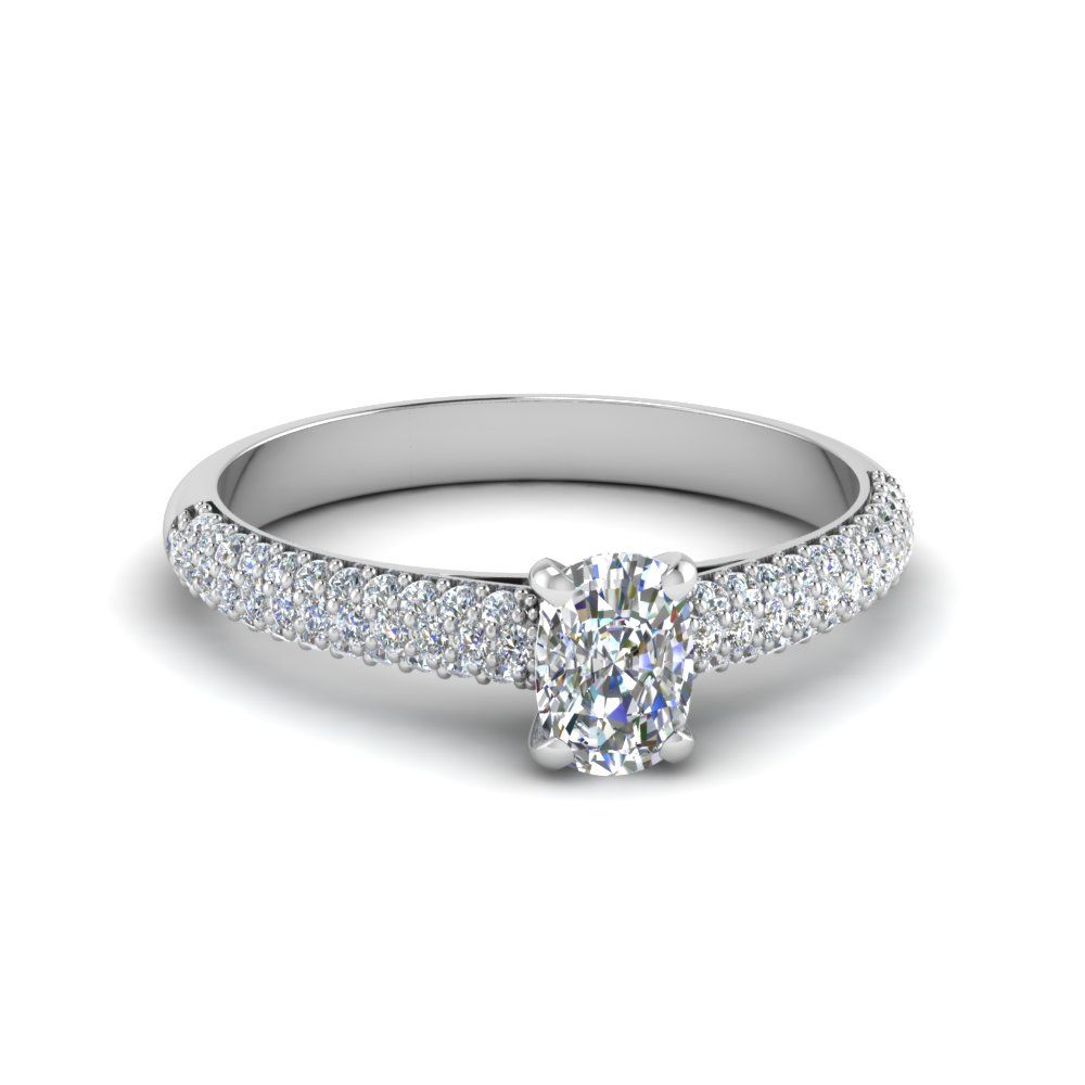 Micropave Natural Diamond Ring Intended For Cushion Cut Diamond Micropavé Engagement Rings (View 3 of 25)