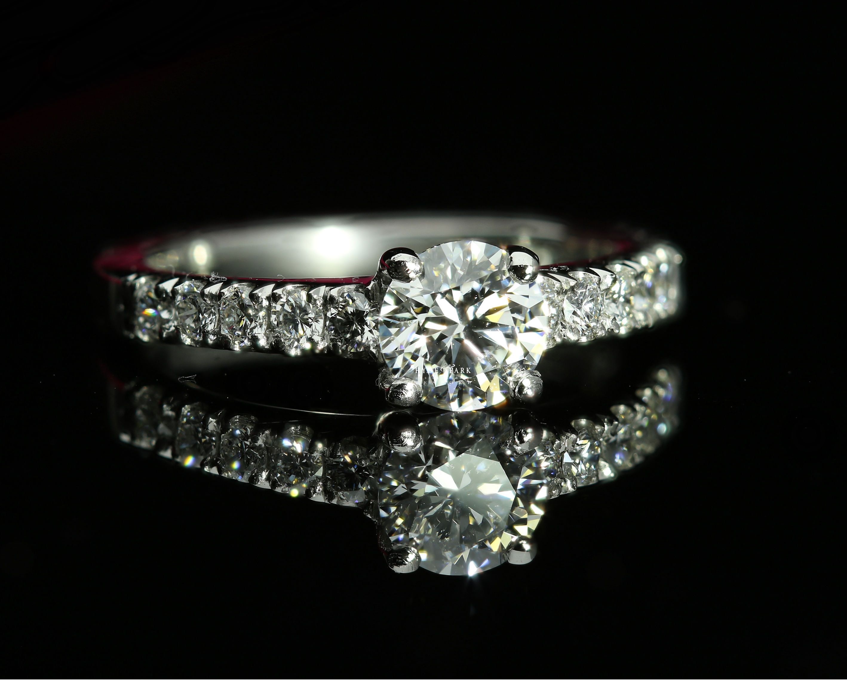 Micropavé Set Round Brilliant Cut Diamond Ring Regarding Round Brilliant Diamond Micropavé Engagement Rings (View 13 of 25)