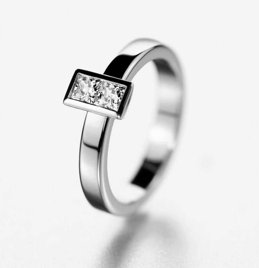 Modern Engagement Ring With Princess Diamonds, Unique In 2018 Baguette Cut Single Diamond Wedding Bands (View 24 of 25)
